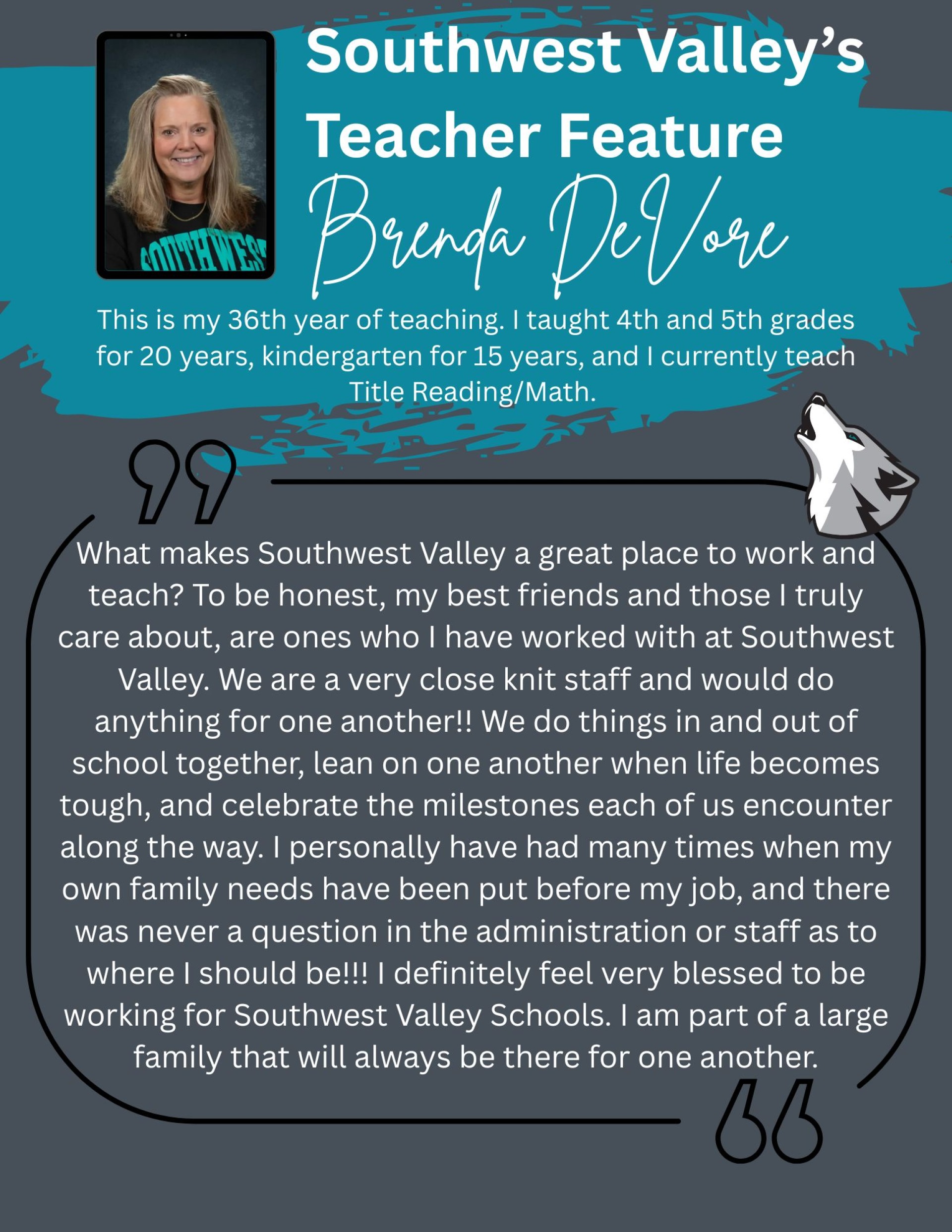 Brenda Devore Teacher Feature